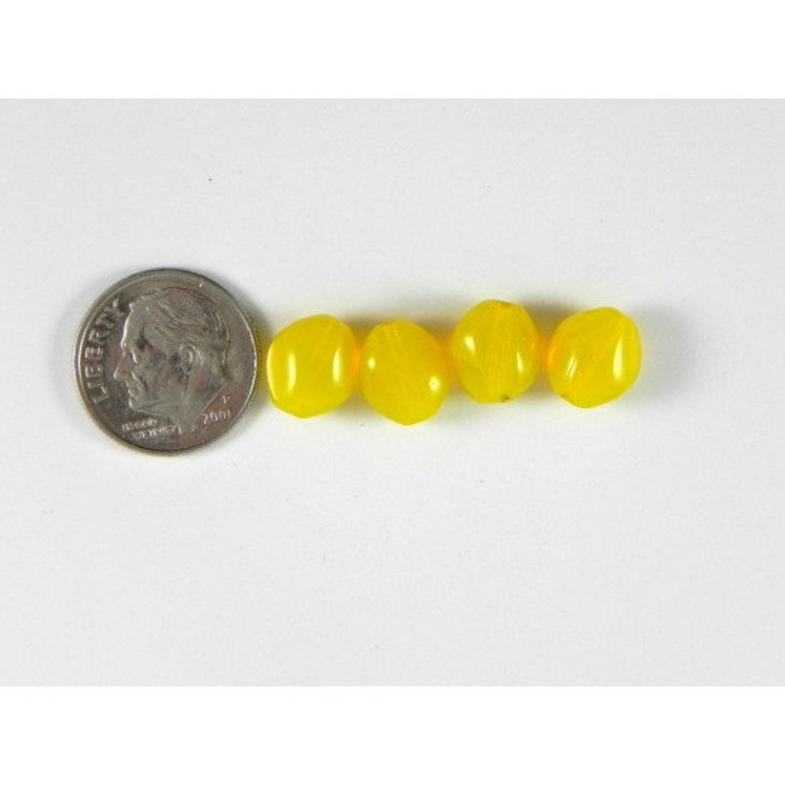 Vintage Yellow Nugget Glass Beads Etsy