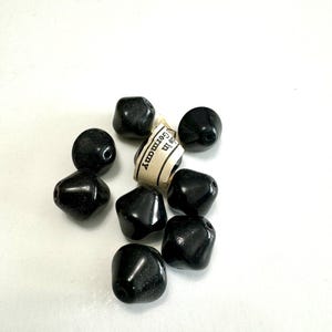 Vintage West German Black Glass Bead, Black Glass Bi-Cone Bead, Black Glass Bead, 8mm Black Bead 24 piece VG162BL