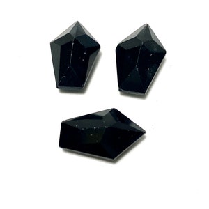 Vintage Black Glass Cabochon, Black Glass CAB - 18 pieces CAB608B