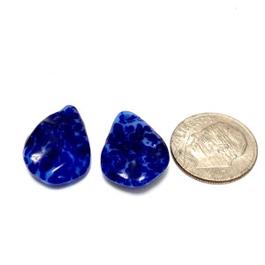 Vintage Japanese Lapis Matrix Teardrop Pendants, Blue Teardrop Pendants, Teardrop Earring Pendants, Blue Teardrops Earrings 20 pieces VG6B