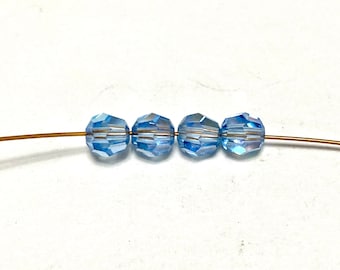 Vintage Swarovski Sapphire Blue Bi-Cone Crystal Bead, Blue Bead, Art. 199, Light Blue Swarovski Crystal Bead - 30 piece SW3LB