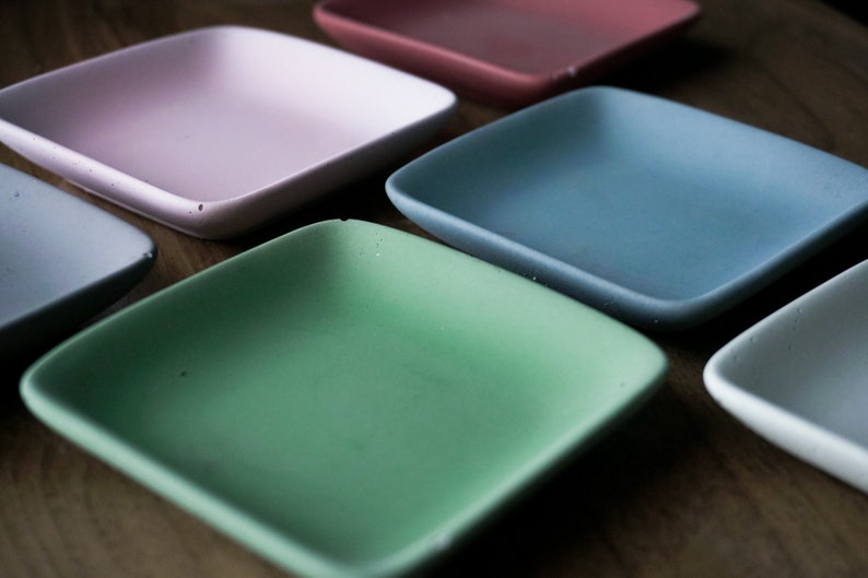 SM Square Concrete Jewelry Dish Trinket Dish Concrete Etsy