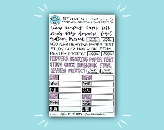 Student Basics Student Planner Sticker Bullet Journal Stickers Stickers For Planners Journals And More Journaling Supplies Student Basics Student Planner Sticker Bullet Journal Stickers Stickers For Planners Journals And More Journaling Supplies