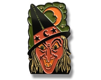 LIMITED EDITION - Vintage Style Halloween Enamel Pin Featuring an Evil Witch