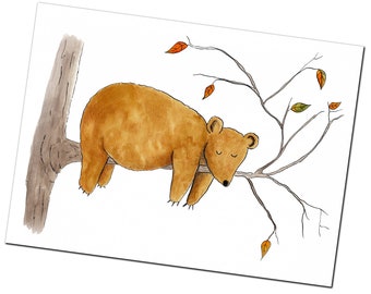 Carte de voeux mignonne d'ours dans une conception fantaisiste | Peint par Kris Miners