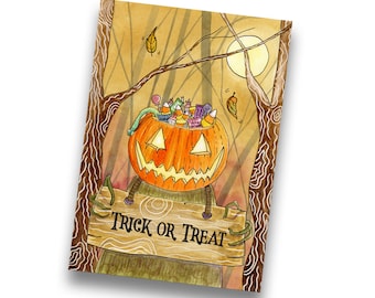 Trick or Treat Patch Halloween Greetings Card by Kris Miners