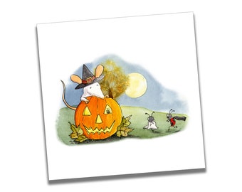 Vintage Halloween Postcard Inspired Greetings Card, Retro Halloween Cards