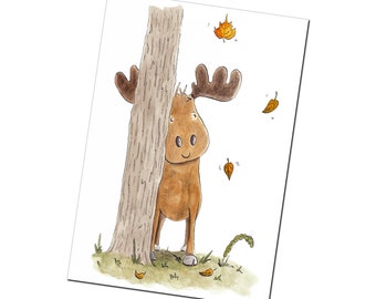 Whimsical Moose Greetings Card | Kris Miners Illustration