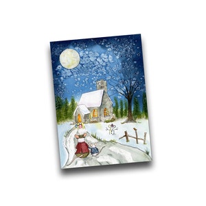 Tarjeta de felicitación de Navidad/invierno de ratones de iglesia por Kris Miners