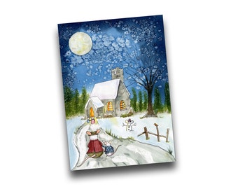 Church Mice Christmas/Winter Greetings Card by Kris Miners
