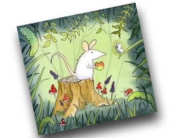 Watercolor Mouse Greetings Card, Fairytale Woodland, Blank Card