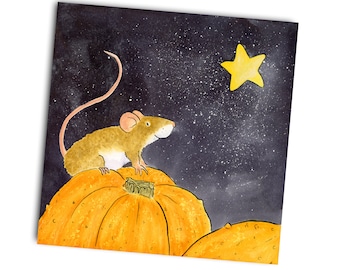 Whimsical Halloween Star Mouse Greetings Card, By Kris Miners