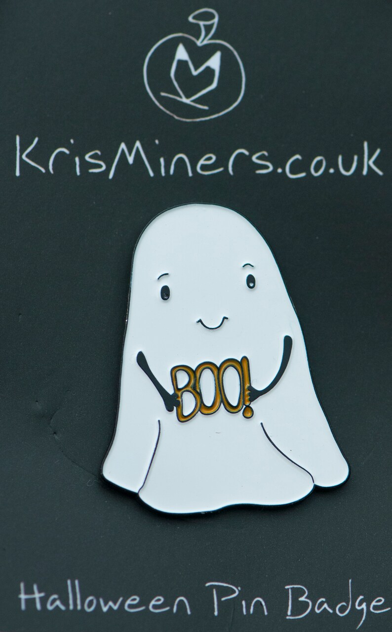 Halloween Enamel Spooky 'Boo' Ghost Pin Badge by | Etsy