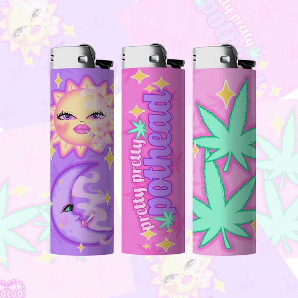 Pastel Lighter Sticker Wraps, Cute Smoking accessories, Stoner Gifts for Her, Kawaii Aesthetic, Smoke Shop, Girly Lighters,  Stashbox