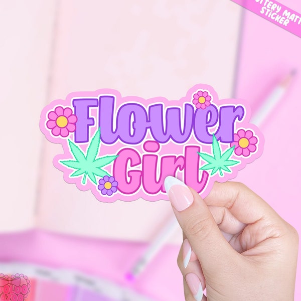 Flower Girl  Vinyl Sticker, Kawaii Stoner girl, Girly Smoking Accessories, Cute Aesthetic 420 Gifts, Stashbox Stickers, Smoke Shop