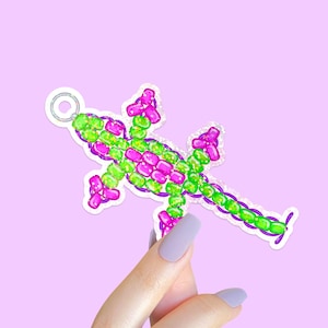 Holographic Bead Lizard Vinyl Die Cut Sticker, Retro Kidcore Aesthetic, 90s Nostalgia Sticker for Laptop, Water Bottles, Planners