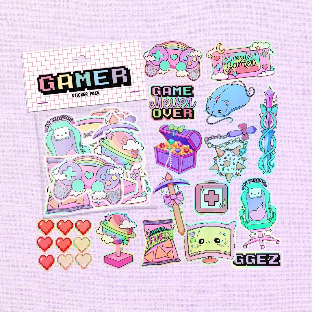 17 Pack Gamer Girl Vinyl Sticker Pack, Holographic or Matte Stickers ...