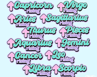 Rising Sign Zodiac Sign Sticker, Sun Moon Rising, Astrology Gifts, Cute Aesthetic Stickers, Birth Chart, Ascendent Astrology, Big Three