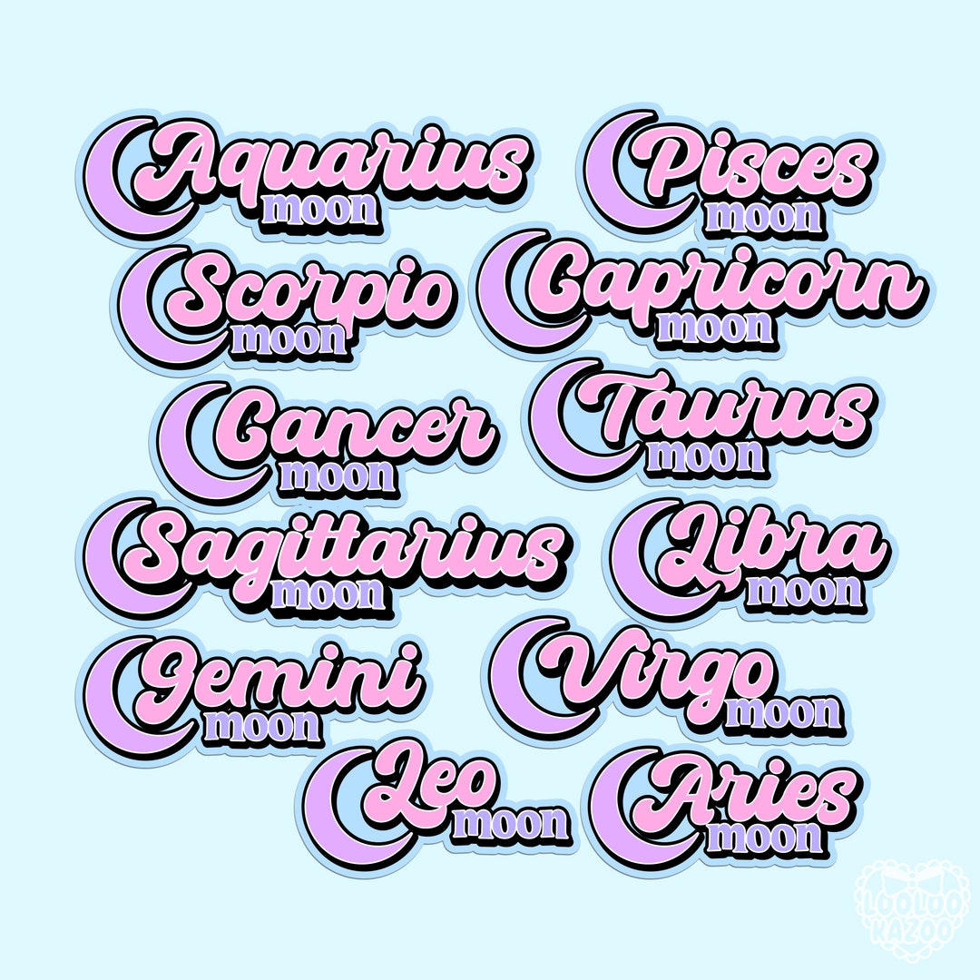 Moon Sign Zodiac Sign Sticker, Sun Moon Rising, Astrology Gifts, Cute ...