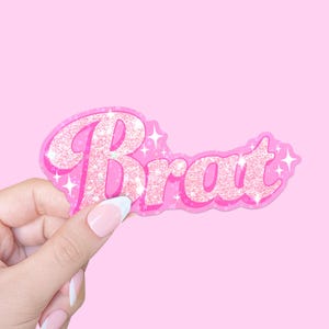 Brat Pink Holographic Vinyl Sticker, Y2K, Girly, 2000s Aesthetic Stickers for Laptops Journals & Water Bottles, Trendy Sticker