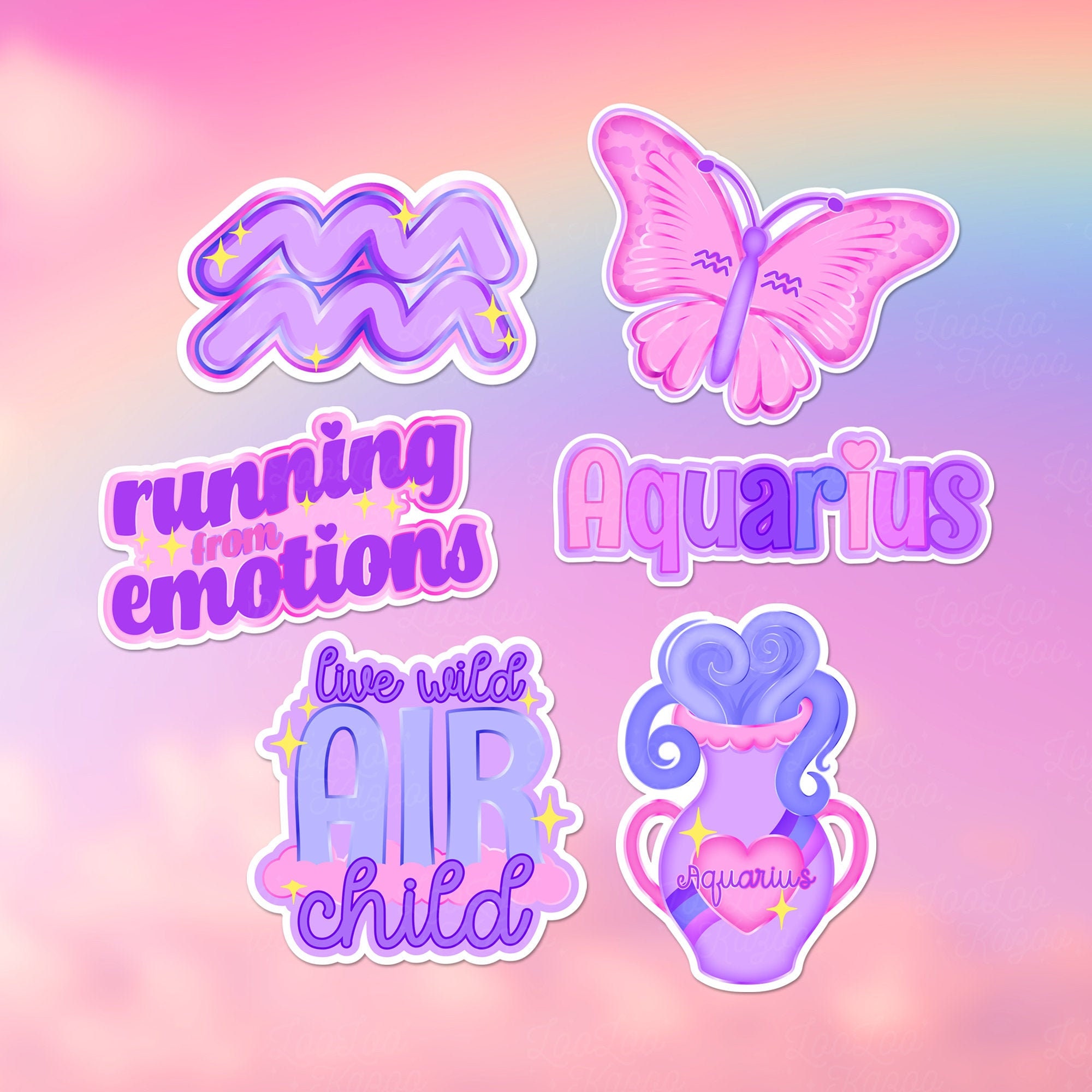 Art & Collectibles sun sign zodiac sign Aquarius astrology sticker