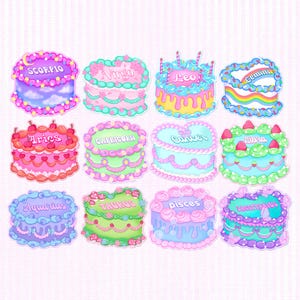 Holographic Zodiac Cakes Vinyl Stickers, Aries, Taurus, Gemini, Cancer, Leo, Virgo, Libra, Scorpio, Pisces, Astrology, Star Sign