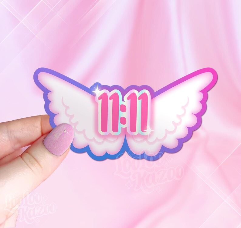 11:11 Angel Numbers Vinyl Sticker, Spiritual Stickers, Aesthetic Stickers, Pastel Kawaii, Alt, Indie, Cute Water bottle stickers 