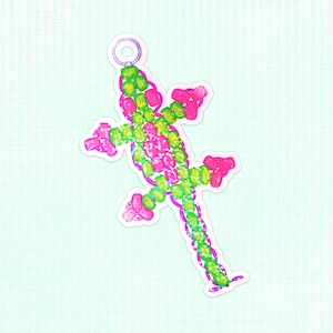 Holographic Bead Lizard Vinyl Die Cut Sticker, Retro Kidcore Aesthetic, 90s Nostalgia Sticker for Laptop, Water Bottles, Planners
