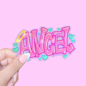 Cute Holographic Y2K Angel Die Cut Vinyl Sticker for Laptops, Journals, Water bottles and more, Aesthetic Stickers, Girly 2000s Stationery