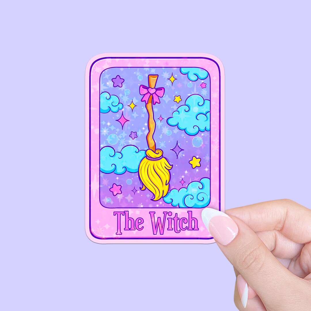 The Witch Tarot Card Holographic Sticker - Kawaii Celestial Witchy ...