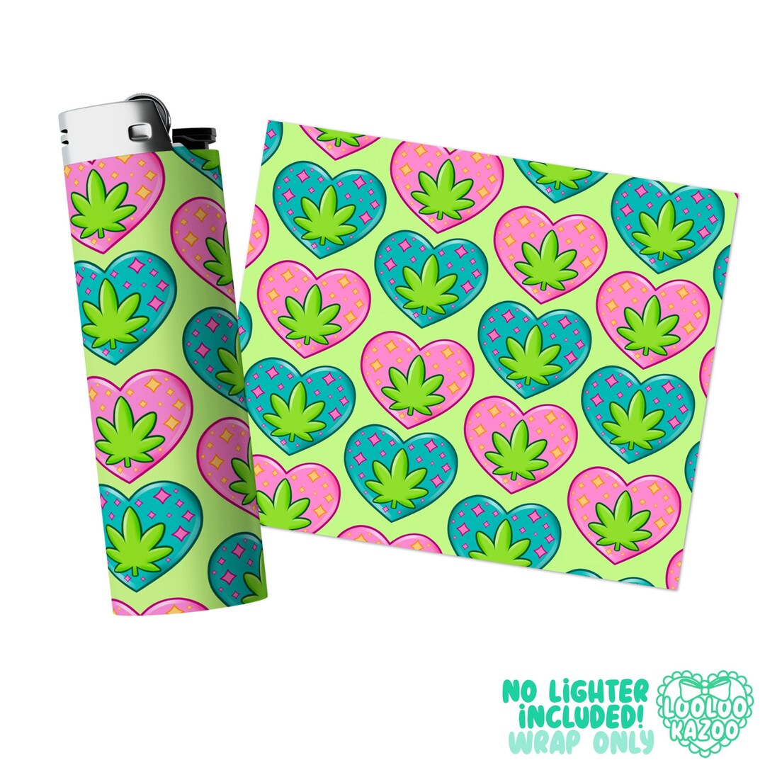 Heart 420 Leaf Pattern Lighter Sticker Wrap Smoking Etsy