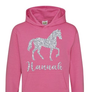 Personalised Sparkly Horse Hoodie with Name