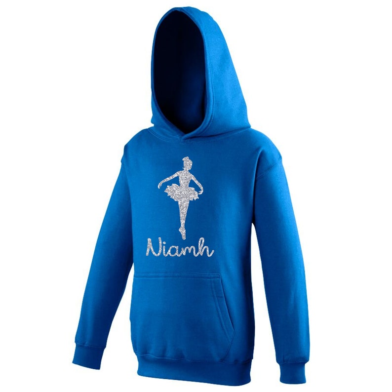 D1 Personalised BalletGymnastics Hoodie With Silver Glitter Print