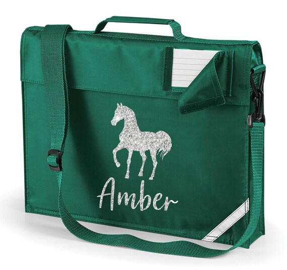Personalised Horse Design Book Bag in Silver Glitter! - Etsy display picture 1