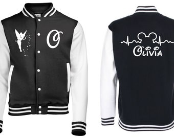 Personalized Disney Varsity Jacket, Letterman Jacket with Name and Initial