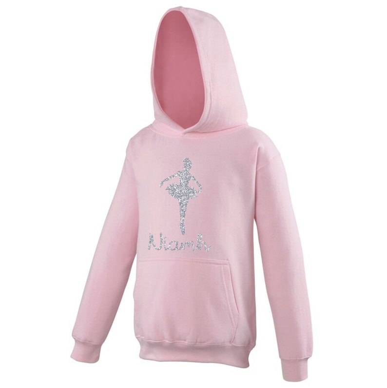 D1 Personalised BalletGymnastics Hoodie With Silver Glitter Print