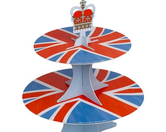 King's Coronation Cake Stand, Queens Coronation Party Decorations, Treat Stand, Union Jack Cake Stand, Union Jack Decor, Street Party Decor