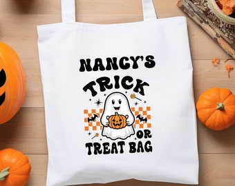 Benutzerdefinierte Halloween Süßes oder Saures Tasche, personalisierte Halloween Tasche, Geist Tasche, Halloween Geschenk, Halloween Kostüm Zubehör, Boo Korb, Boo Tasche