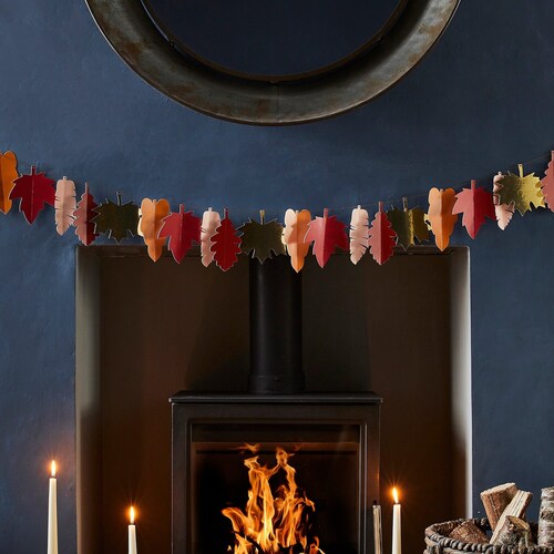 Autumn Fall Leaf Garland Fireplace Garland Fireplace Swag Etsy UK
