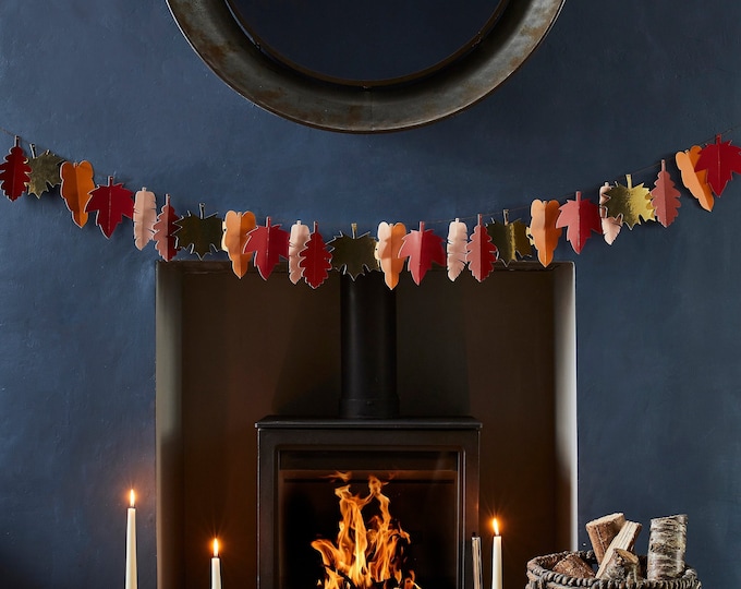 Autumn Fall Leaf Garland, Fireplace Garland, Fireplace Swag, Fall Decor