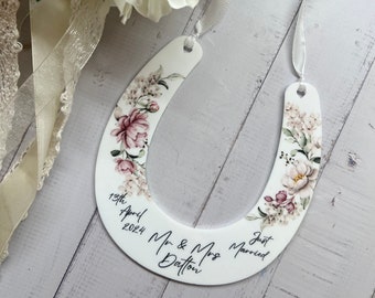Personalisierte glückliche Hufeisen Hochzeitsgeschenk, Hochzeitsgeschenk, gerade verheiratet Geschenke, Hochzeitsandenken, kundenspezifisches Hochzeitsgeschenk, viel Glück Geschenk