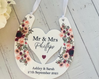 Personalised Lucky Horseshoe Wedding Gift, Couple Wedding Gift, Just Married Gifts, Wedding Keepsake, Custom Wedding Gift, Good Luck Gift