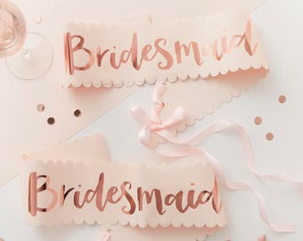 bride and bridesmaid sash