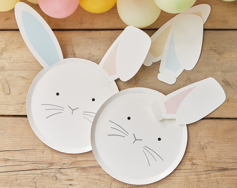 8 Bunny Rabbit Party Plates Easter Bunny Plate Easter Decoration Pastel Easter Bunny Baby Shower Some Bunny Party Recyclable