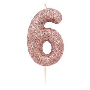 8cm Rose Gold Glitter Number 0 Candle Girls Zero Birthday Party Cake Decoration