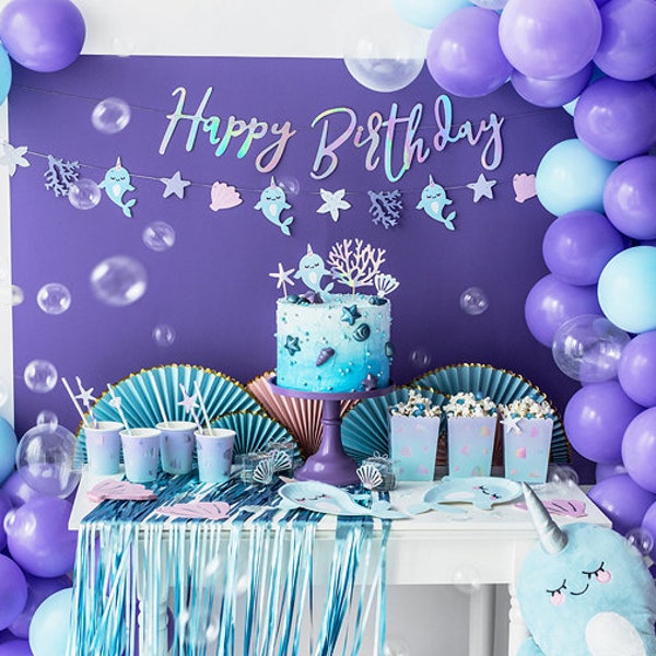 Narwhal Party In A Box, Narwhal Party Box, Narwhal Party Kit, Narwhal party Supplies, Narwhal party decorations, Narwhal Birthday Theme