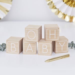 Baby Shower Building Block Livre dor, Oh Baby, Baby Shower, Livre dor alternatif, Nouveau bébé, Souvenir de baby shower image 1