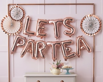 Lets Partea Rose Gold Balloon Bunting, Tea Party Decorations, Tea Party Balloons, Bridal Shower Decor, Birthday Balloons, 40th Birthday