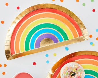 8 Rainbow Paper Plates, Rainbow Party Plates, Rainbow Party Supplies, Rainbow Birthday Party, Rainbow Baby Shower, Rainbow Party Decorations