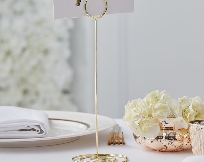 Gold Metal Table Number Stand Table Number Holder Botanical Etsy